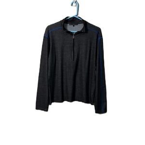 Alpacas of Montana Gray and Blue Quarter Zip Base layer Pullover Size Men’s XL